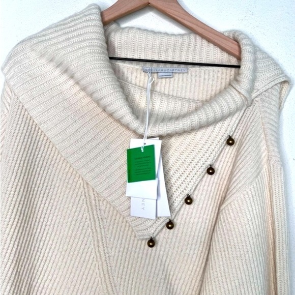 NWT Stella McCartney Button Patchwork Rib Cashmere Sweater, sz US 8 - Picture 10 of 10